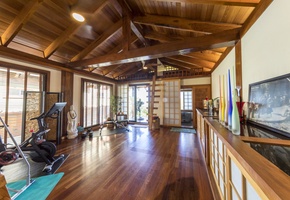 Unwind in the spacious, light-filled dojo with authentic wooden accents.