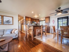 Open floor plan for seamless flow from the living, kitchen and dining areas.