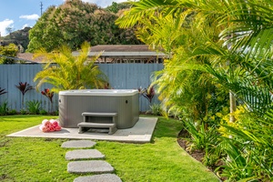 The private spa area in the back yard!