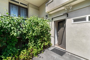 Private entry to detached guest suite offers added privacy for couples or traveling companions.