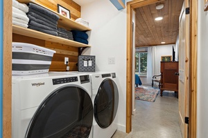 Full-size washer and dryer available for your convenience—perfect for extended stays or outdoor adventures.
