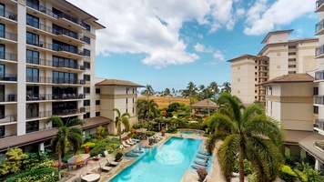 A breathtaking view of the gorgeous pool area.