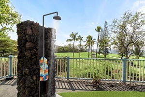 Rinse off under the outdoor shower with a tropical breeze.