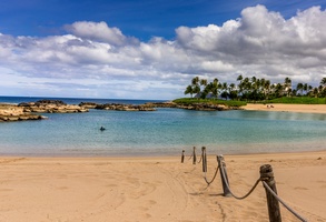 Sandy beaches and crystal blue waters.