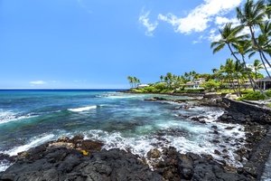 Rocky coastline in front of the home