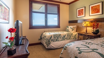 The twin beds can be converted in to a king for your convenience.