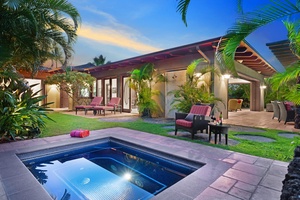 Tranquil corner at the sunken spa pool.