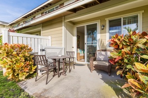 Private lanai with outdoor seating.