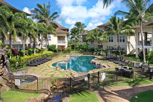 Take a refreshing dip in the Villas at Poipu Kai community pool.