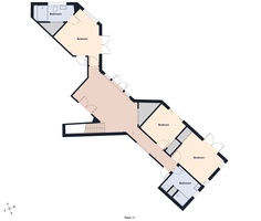 Detailed floor plan showcasing three bedrooms and two bathrooms spread across a thoughtfully designed layout.
