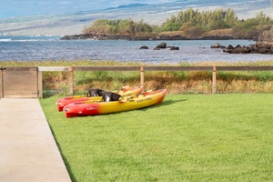 Enhance your outdoor experience with four one-person kayaks, complete with life jackets for safe ocean fun. Available upon request for a nominal setup fee.