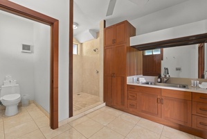 Ensuite bathroom with an enclosed walk-in shower, closet and wide vanity area.*