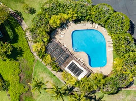 Bird’s-eye view of the pool at Wailea Ekolu 1106—your tropical retreat awaits.