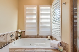 Luxurious Jacuzzi Tub in Downstairs Ensuite is the right place to be after a day of exploring