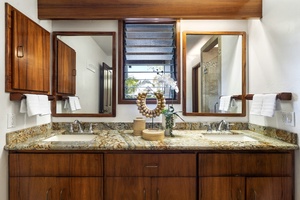 Granite counters and Koa wood cabinetry