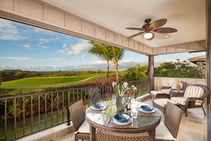 Upstairs lanai overlooking the Mauna Lani Golf Course.