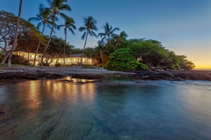 Sunset View of the Outstanding Ocean Front Property from Beautiful Puako Bay