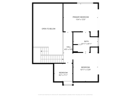 Second floor plan outlining three of the five bedrooms.