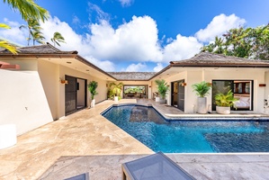 Multiple access points connect the pool to each suite, perfect for both privacy and flow during group stays.