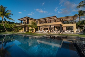 Enjoy sweeping views of the pool and expansive outdoor living spaces.