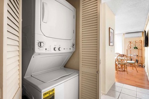 An in-unit washer-dryer for convenience.