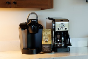 Start your mornings right with premium coffee options - a Keurig for instant convenience and drip coffee maker for full pots.