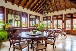 Gather around the elegant dining table for eight.