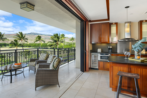 The lanai pocket doors open up to seamless indoor outdoor living