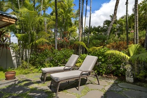 Outdoor sunning area steps outside the guest bedroom