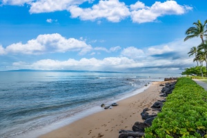Soft sands and gentle waves greet you at the Kaanapali Shores oceanfront.