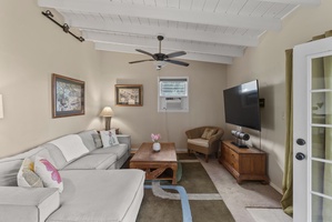 Comfortable living room with cozy seating and entertainment setup.