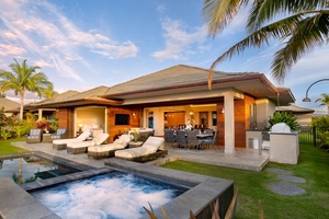 Relax in the hot tub at dusk!