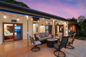 The lanai with comfortable seating area.