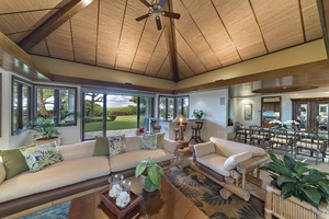 Guest house: Living room with bar area.