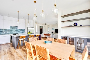 Rustic dining area with seating for six.