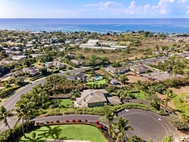 Elevated aerial view of the property highlighting its serene surroundings and layout.