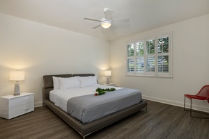 Drift off in your serene bedroom where soft lighting and modern furnishings create the perfect retreat after exploring.