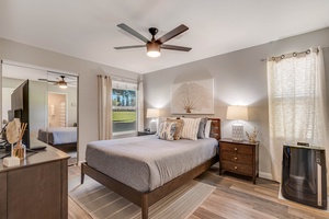 Primary bedroom with portable ac system
