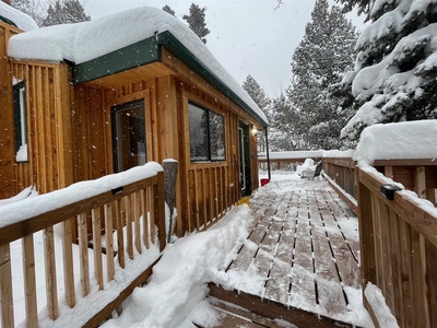 Stairs to Cabin in Snow