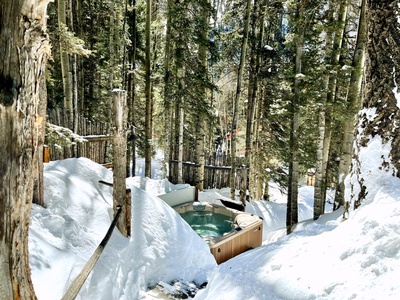 Snowy winter time hot tub