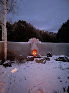 Courtyard Fireplace Ambiance in Winter