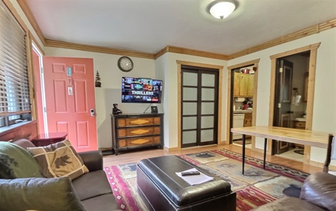 Living Area with Smart TV Table Open