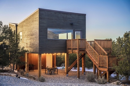 Modern lines of the Sky Nest exterior