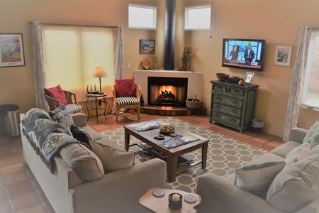 Living room with fireplace