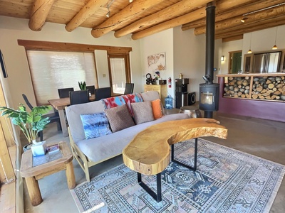 Living room with woodstove