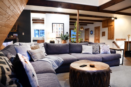Cozy living room with massive sectional sofa