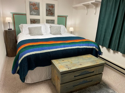 Apartment queen bedroom with super comfy bed, closet