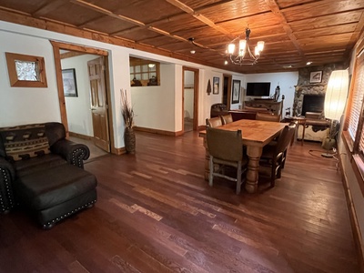 Open concept living spaces and dining area