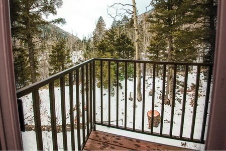 A private balcony with mountain views