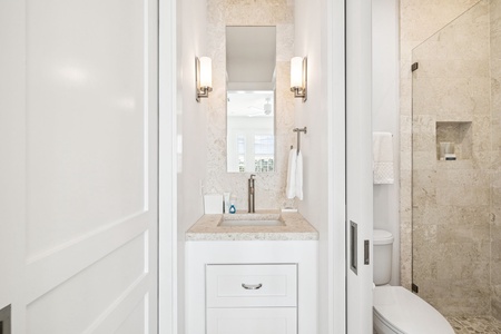 Step into your luxurious marble bathroom with elegant lighting and premium finishes that make every morning feel like a spa day.